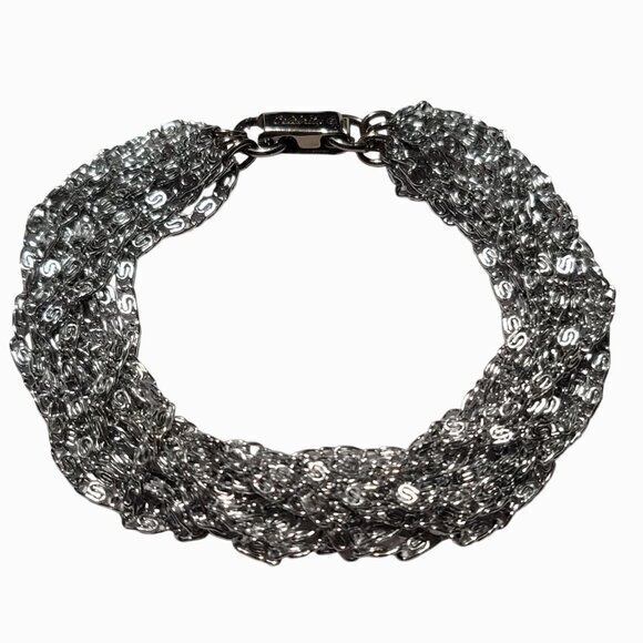 celebrity Jewelry - Vintage Celebrity Silver Tone Multi Chain Bracelet
